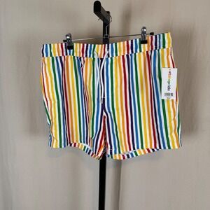 New Trinity Collective Mens Rainbow Pride Swim Trunks Striped Shorts Large